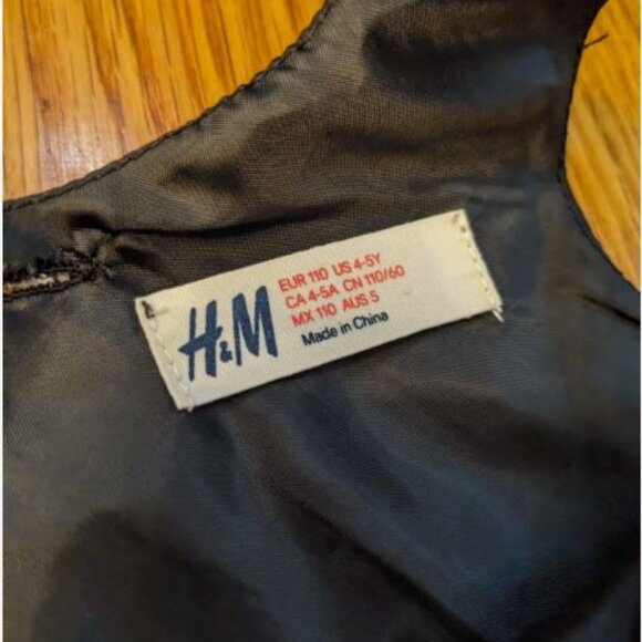 H&M SWAN DRESS FANCY CHRISTMAS PARTY OCCASION SIZE 4-5 Years BLACK SATIN FORMAL - Picture 3 of 6